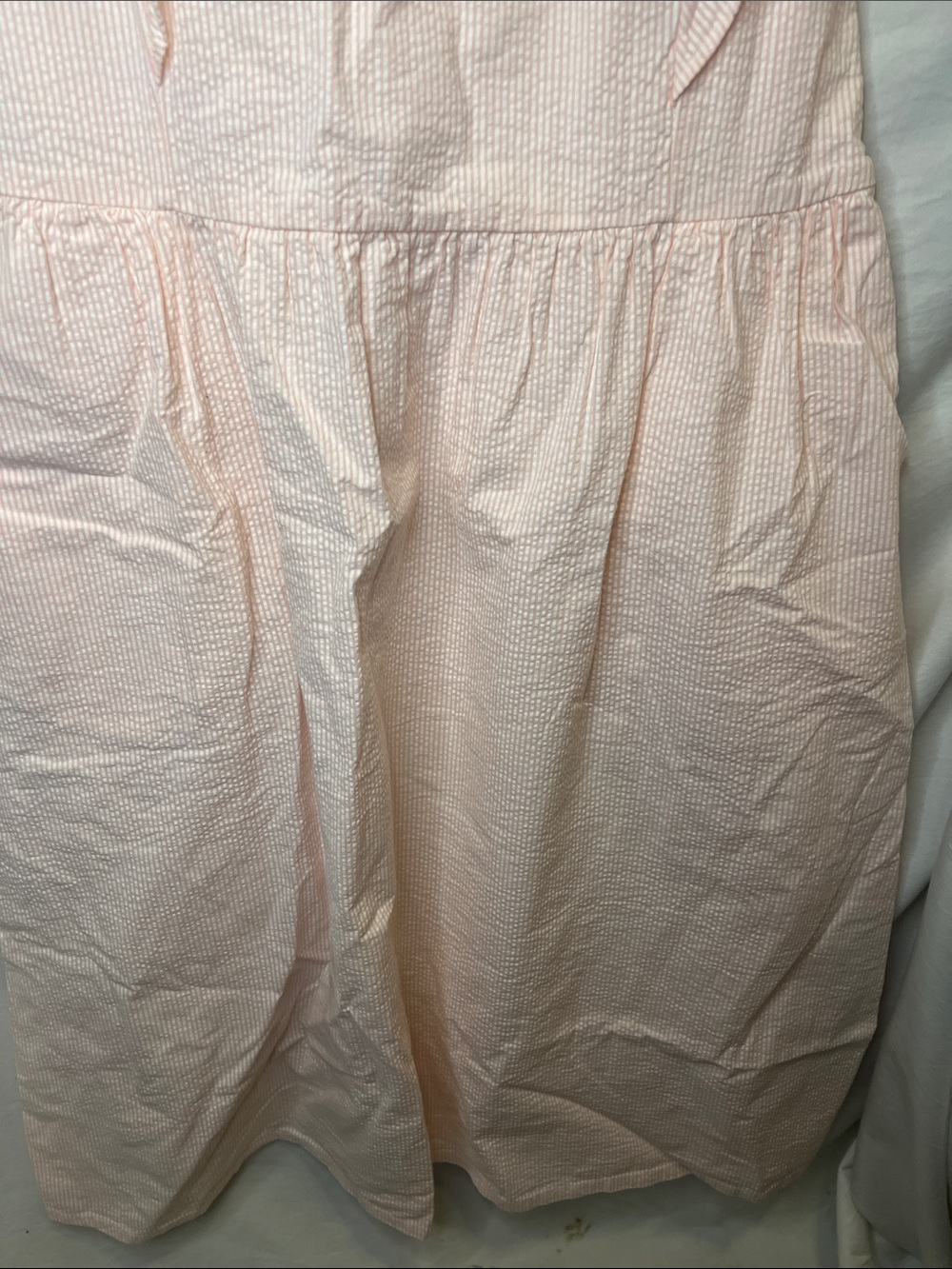Hope & Henry Blush Pink Midi Dress with Ruffle Shoulders - Picture 6 of 13